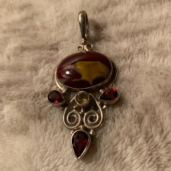Sterling Silver Garnet Citrine Pendant - Picture 1 of 5